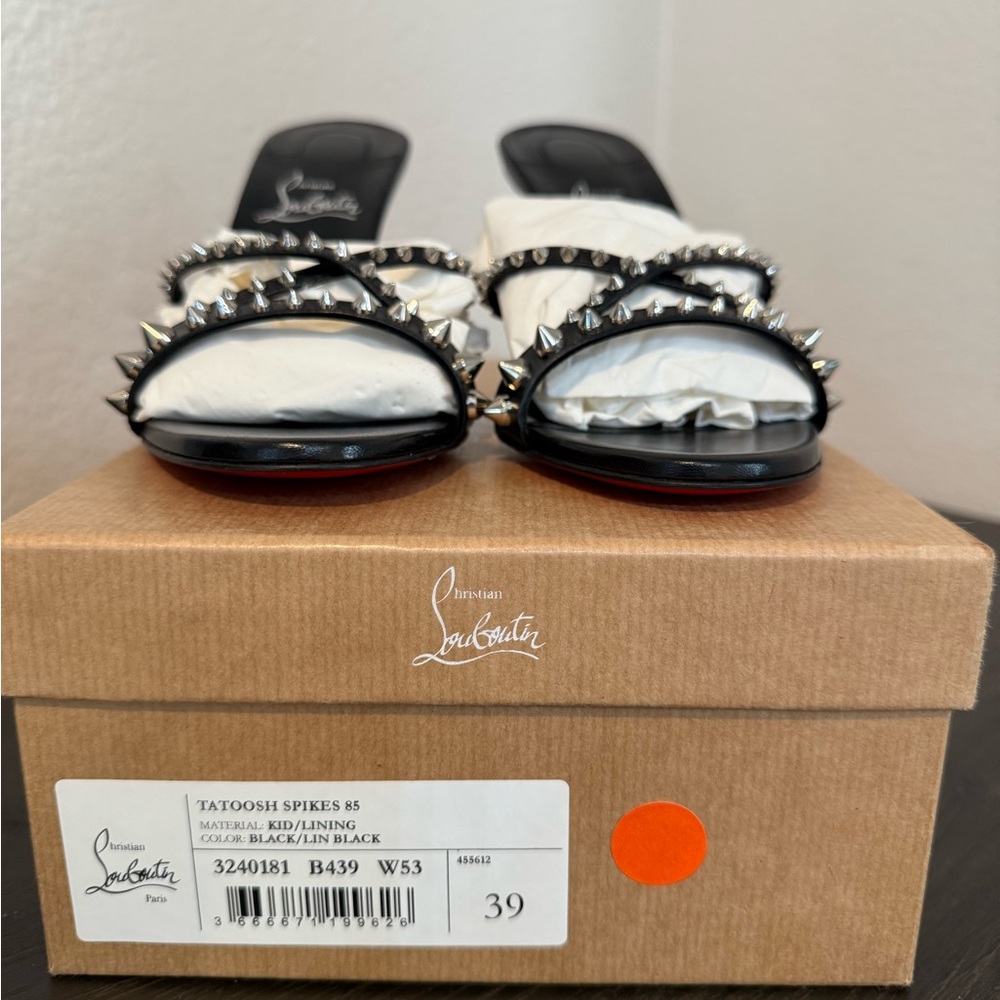 NWT Christian Louboutin Tatoosh Spikes Black 85mm 39 - Picture 2 of 6
